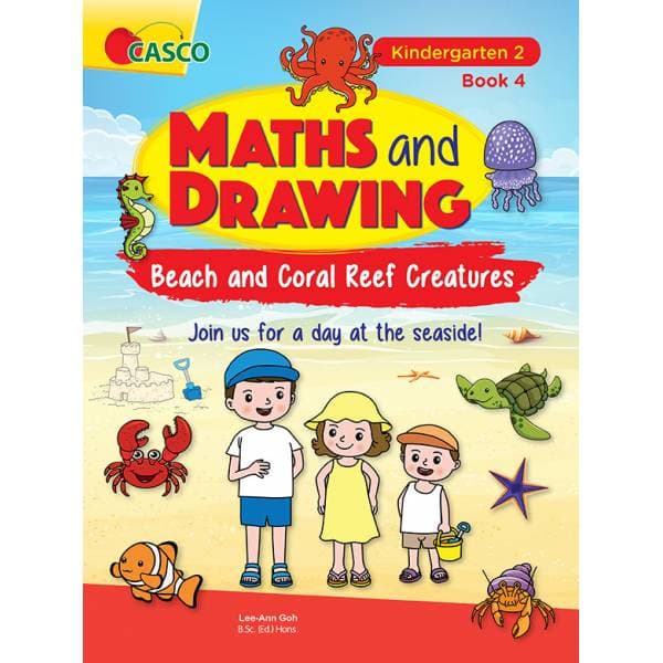 Maths and Drawing for Kindergarten 2 Book 4: Beach & Coral Reef Creatures